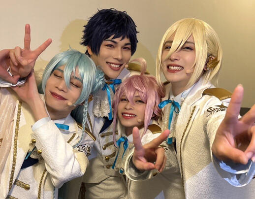 Tomizono Rikiya as Eichi / Yasui Kazuma as Wataru / Totsuka Sena as Tori / Iiyama Yuta as Yuzuru [pictured: Our First Fight]